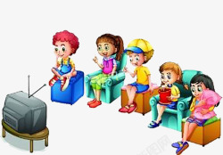 小朋友一起看电视孩子看电视高清图片