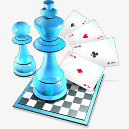 蓝色水晶国际象棋扑克牌赌博图标图标
