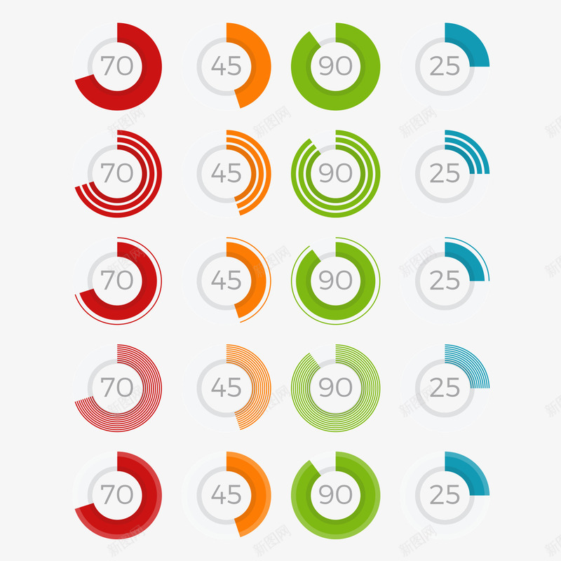彩色圆环分析psd免抠素材_新图网 https://ixintu.com 圆环 彩色 数据 素材