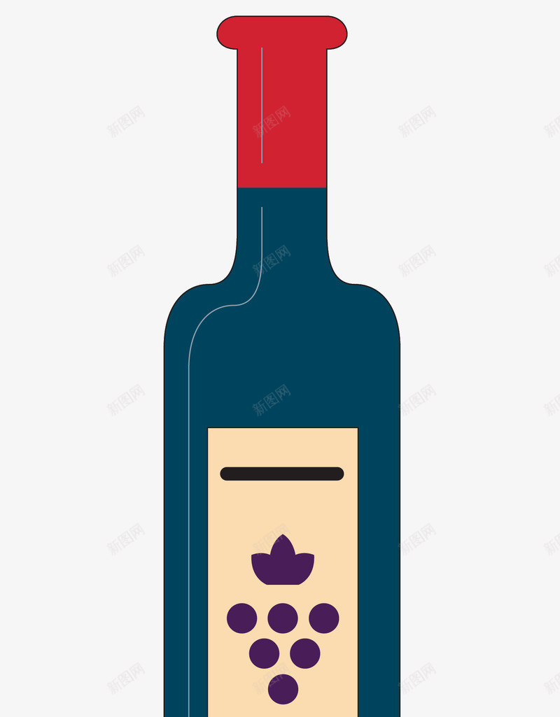 卡通红色葡萄酒一瓶矢量图ai免抠素材_新图网 https://ixintu.com 卡通 玻璃瓶 红色葡萄酒 蓝色 酒 矢量图