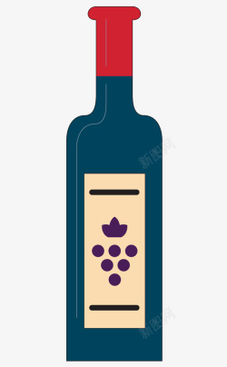 一瓶葡萄酒卡通红色葡萄酒一瓶矢量图高清图片