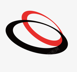 矢量黑红交叉LOGO圆环卡通扁平化黑红logo圆环矢量图图标高清图片