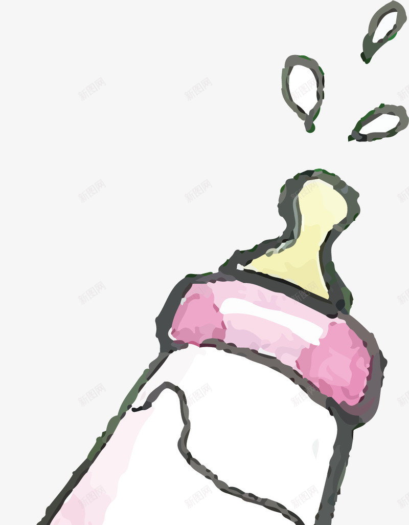 创意水彩宝宝奶瓶装饰插画png免抠素材_新图网 https://ixintu.com 儿童奶瓶 卡通 奶嘴 奶瓶 婴儿 宝宝奶瓶 母婴产品 水彩奶瓶 水彩母婴用品