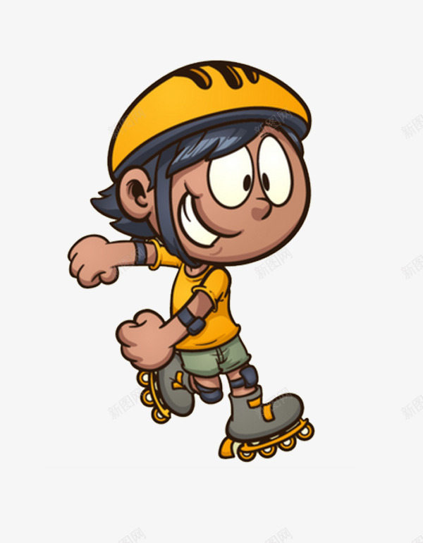一个小女孩png免抠素材_新图网 https://ixintu.com 卡通 女孩 安全帽 手绘 简笔 轮滑的人 轮滑鞋 黄色的