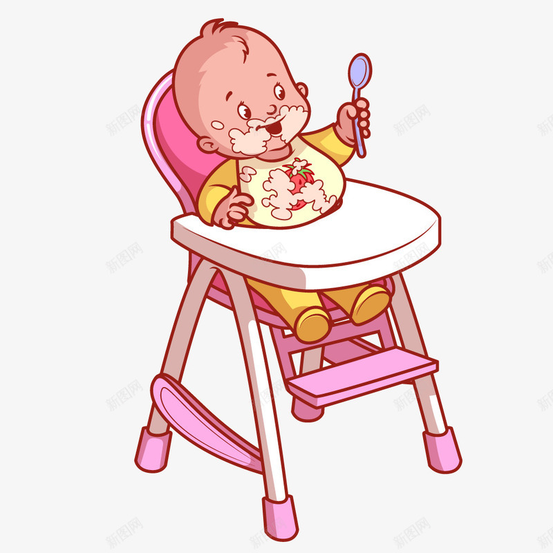 坐着椅子上吃饭的卡通小婴儿矢量图ai免抠素材_新图网 https://ixintu.com 卡通 吃饭 吃饭表情 坐着椅子 小婴儿 矢量图