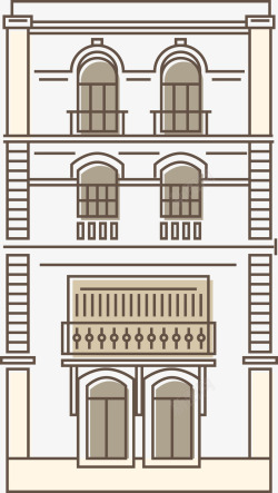 彩绘房屋建筑矢量图素材