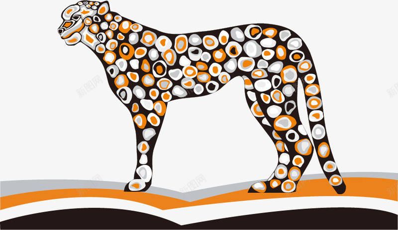 手绘条纹动物png免抠素材_新图网 https://ixintu.com 动物 复古 手绘 条纹 猎豹 豹子