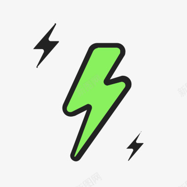 绿色手绘闪电元素矢量图图标图标