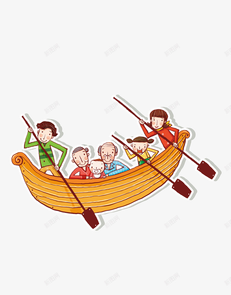 一家人划船png免抠素材_新图网 https://ixintu.com 一家人 划船 大人 小孩 老人