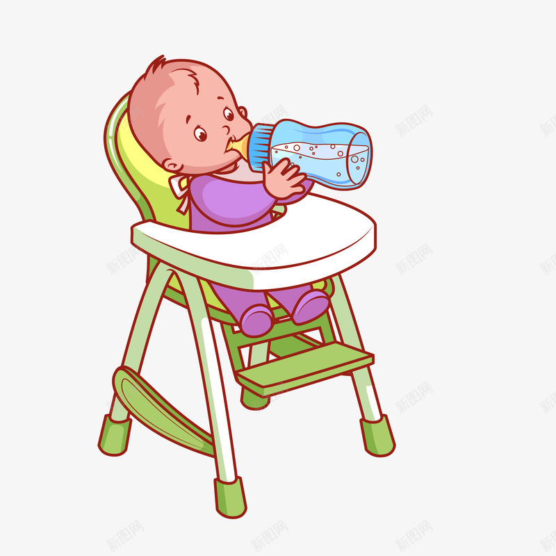 坐在婴儿座椅上喝奶的婴儿矢量图ai免抠素材_新图网 https://ixintu.com 人物设计 喝奶 婴儿 婴儿座椅 手绘 矢量图