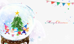 水晶球与雪花图片圣诞水晶球高清图片