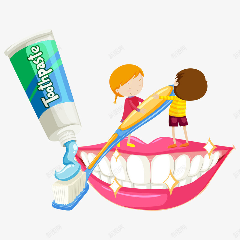 挤牙膏的小孩png免抠素材_新图网 https://ixintu.com 卡通人物 小孩 挤牙膏 牙齿 牙齿健康 矢量人物