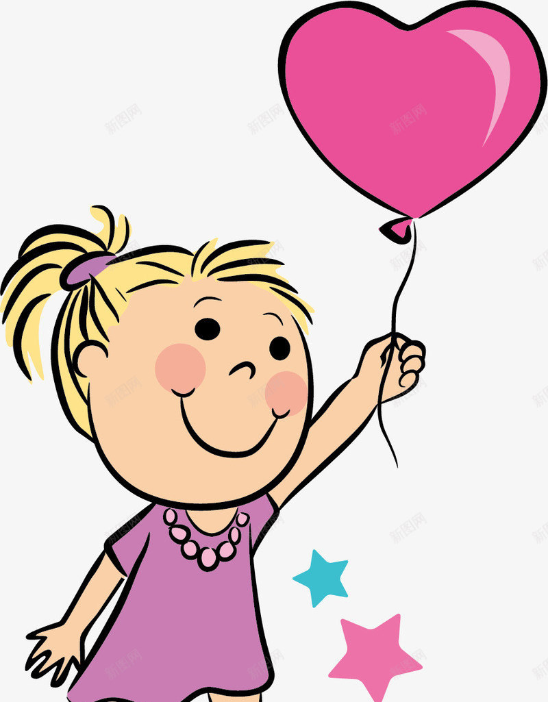 卡通拿气球的小女孩png免抠素材_新图网 https://ixintu.com 儿童 免抠PNG 卡通 卡通海报 大笑的女孩子 女孩子 小孩子 心形气球 欢乐 游玩