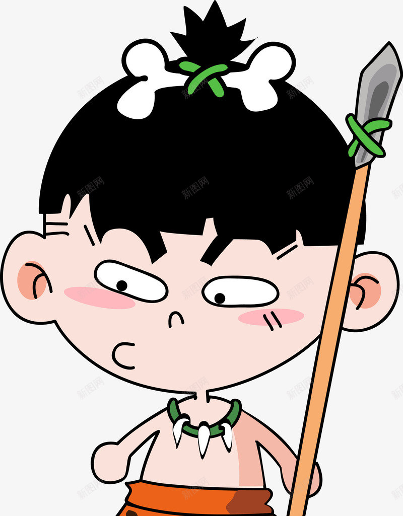 卡通原始野人png免抠素材_新图网 https://ixintu.com 原始人 古代人类 可爱的野人 小孩 野人 骨头
