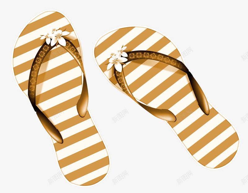 棕色条纹拖鞋png免抠素材_新图网 https://ixintu.com 假期 夏日度假 条纹拖鞋 棕色拖鞋 鞋