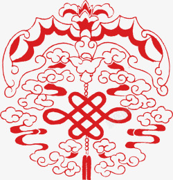 古典中国结红色剪纸素材