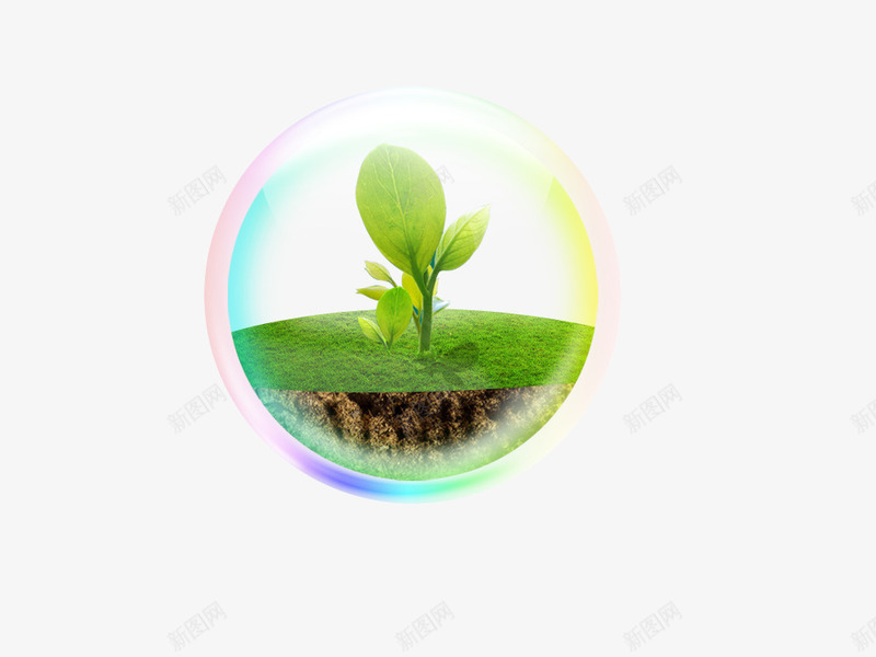 水晶球里的绿芽png免抠素材_新图网 https://ixintu.com 嫩芽 气泡 环抱 绿色 透明