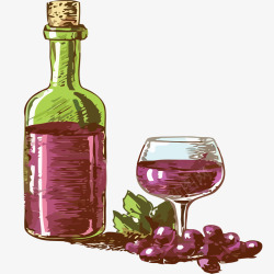 葡萄酒和酒杯矢量图素材