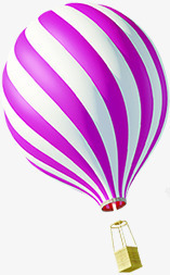 紫色白色交错条纹热气球素材