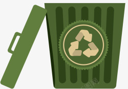 城市绿化环境宣传画卡通绿色条纹回收箱矢量图高清图片