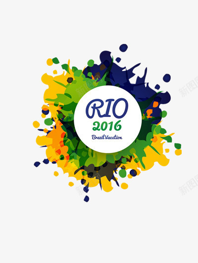 里约奥运会图标元素png_新图网 https://ixintu.com 2016奥运会 奥运会 彩色 彩色颜料 水彩画 泼墨 里约