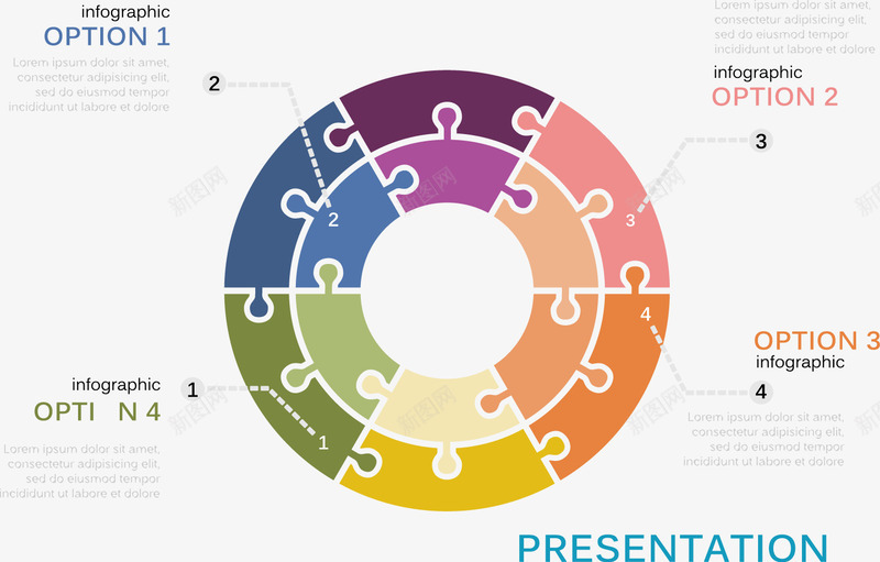 圆环拼图矢量图eps免抠素材_新图网 https://ixintu.com ppt 分类 圆环 拼图 组成 矢量图