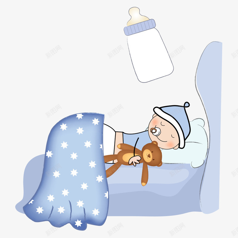 卡通婴儿睡觉png免抠素材_新图网 https://ixintu.com 人物 卡通婴儿 可爱 奶瓶 婴儿 婴幼儿 小孩 幼儿 睡觉