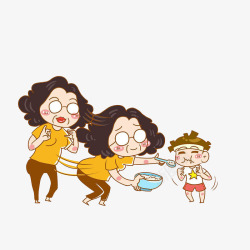 小孩喂饭追着小孩喂饭的奶奶高清图片