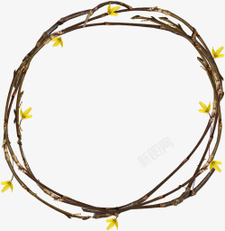 枝条圆环棕色花枝圆环高清图片