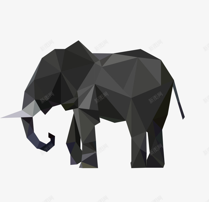 水晶质感大象png免抠素材_新图网 https://ixintu.com 创意设计 大象 水晶质感 黑色