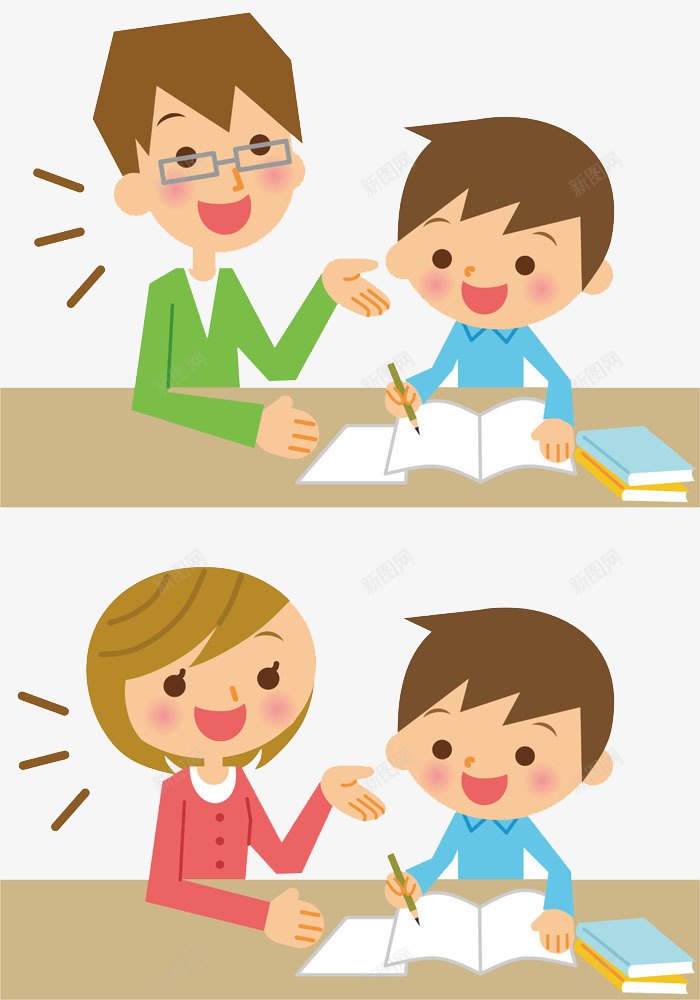 小孩学习图png免抠素材_新图网 https://ixintu.com 卡通图片 教小孩学习 素材