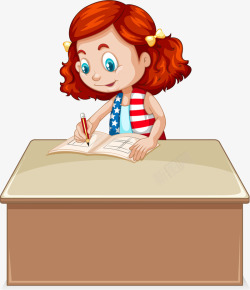 写作业的小女孩开学季写作业的小女孩高清图片
