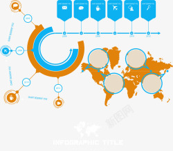 商务圆环世界地图图表素材