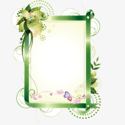 蕾丝花绿色边框高清图片