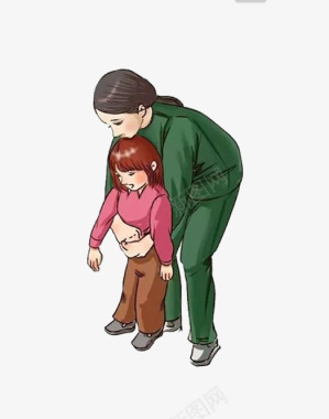 卡通大人和小孩抱住委屈图标图标