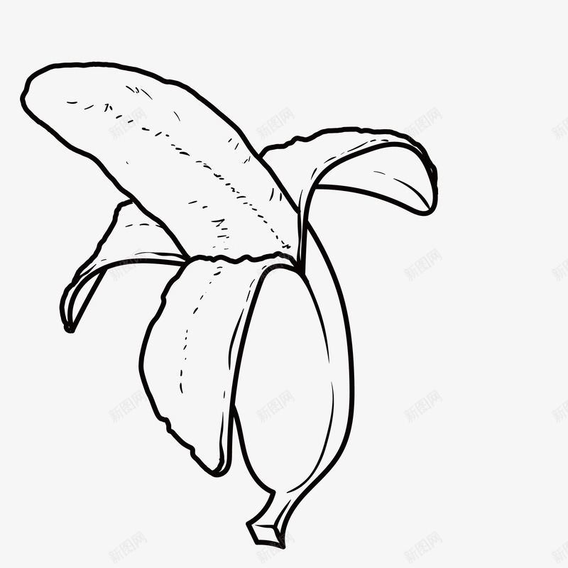 简笔手绘美味香蕉图标png_新图网 https://ixintu.com 剥皮 手绘 果肉 水果 简笔 素描 美味的 香蕉 黑白水果