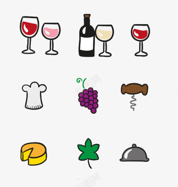 酒杯葡萄等卡通图标图标