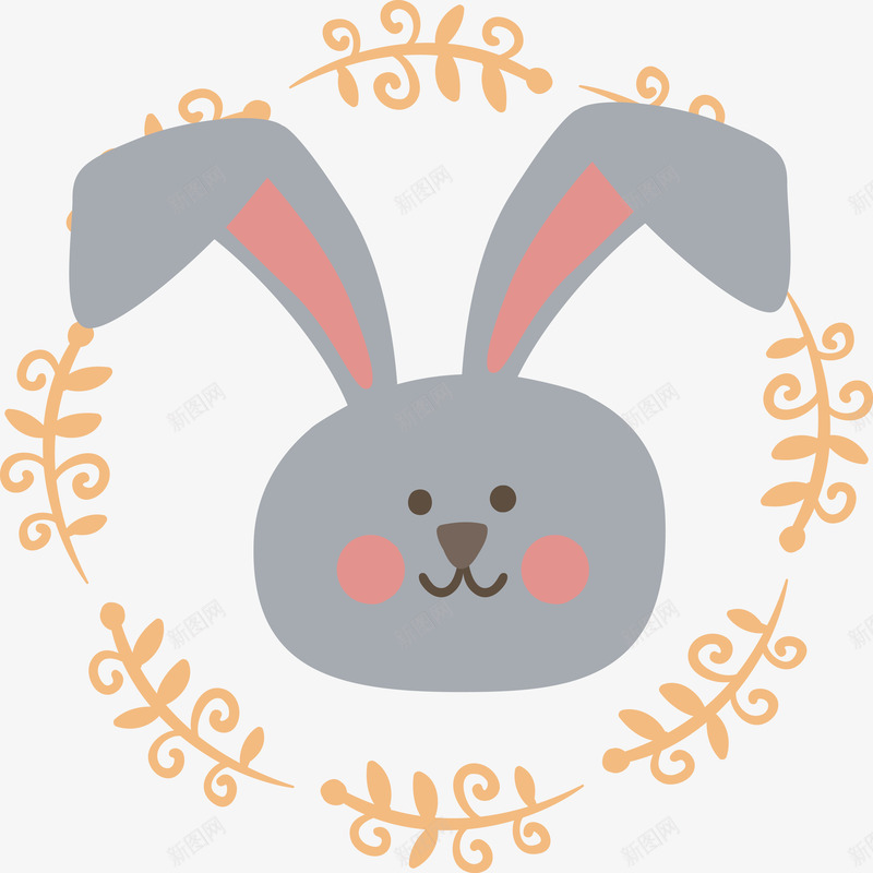 卡通小灰兔png免抠素材_新图网 https://ixintu.com 动物 卡通 可爱 圆环 小灰兔