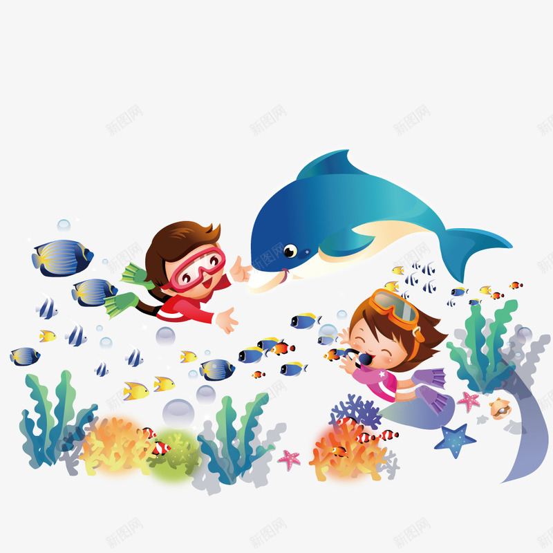 在海底潜水的小孩矢量图ai免抠素材_新图网 https://ixintu.com 小孩 海底 海底潜水 潜水 鲨鱼 矢量图