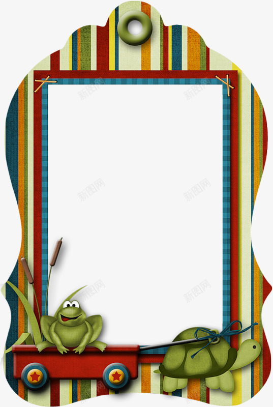 条纹卡通相框png免抠素材_新图网 https://ixintu.com 乌龟 竖条纹 绿色 青蛙