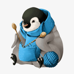 卡通企鹅织毛衣素材