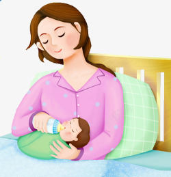 手绘母亲节插画妈妈与小婴儿亲子素材