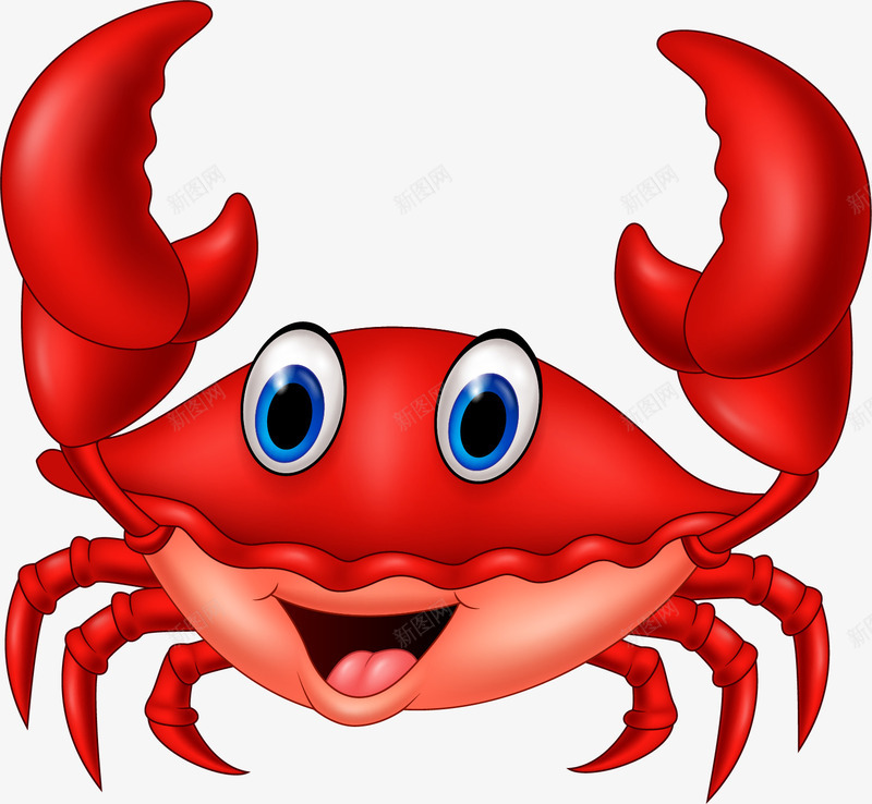 红色卡通螃蟹png免抠素材_新图网 https://ixintu.com 卡通 海星 红色 美味 螃蟹 装饰图案