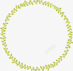手绘绿色叶子圆环素材