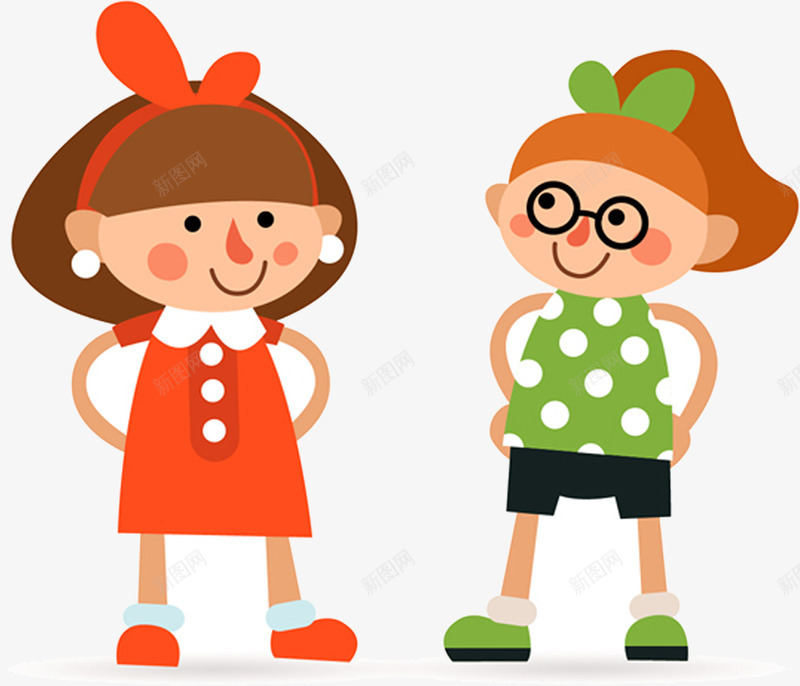 两个小女孩面对面卡通图案png免抠素材_新图网 https://ixintu.com 卡通 可爱 小女孩 温馨 简约