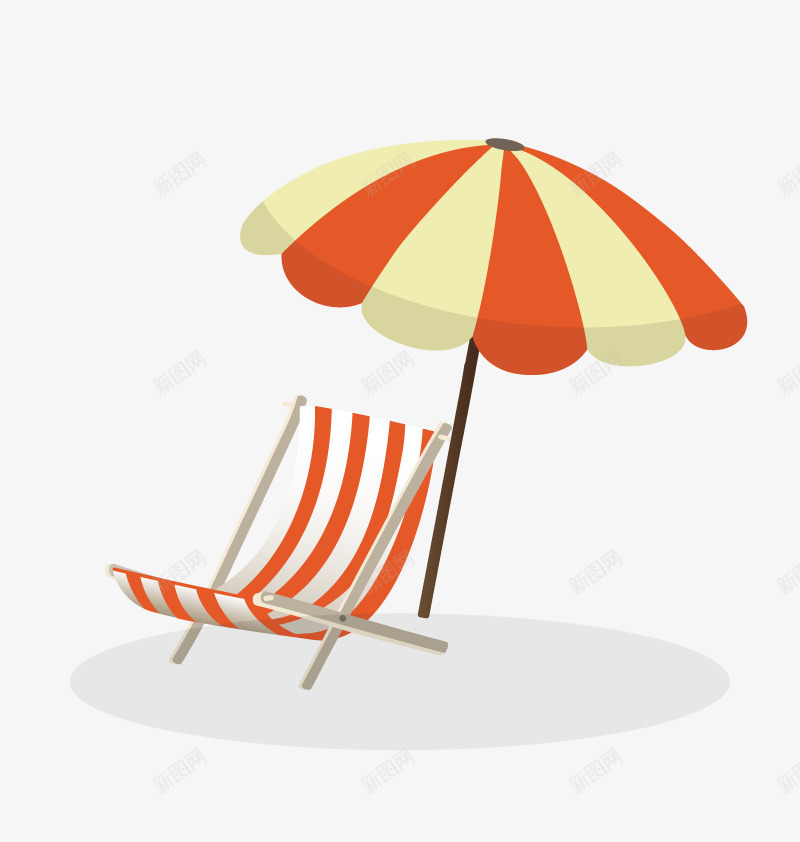 沙滩椅png免抠素材_新图网 https://ixintu.com 伞 条纹 椅子 红色