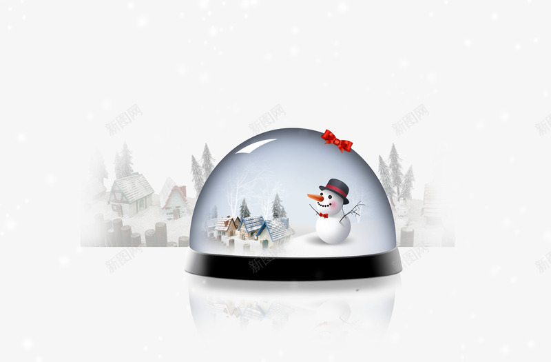 雪色朦胧水晶球png免抠素材_新图网 https://ixintu.com 冬雪 水晶球 球 球里的雪景 雪人