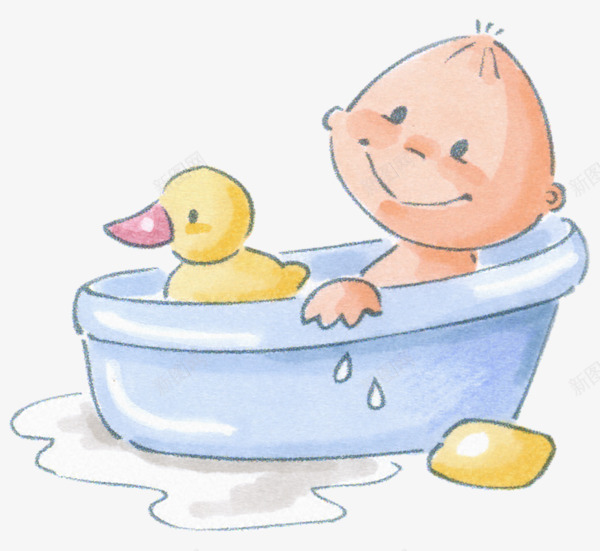 卡通可爱婴儿洗澡戏水鸭png免抠素材_新图网 https://ixintu.com 卡通可爱 可爱 可爱卡通 婴儿洗澡 戏水 洗澡