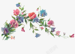 彩绘花朵花枝装饰素材