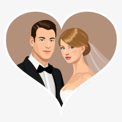 结婚纪恋日创意幸福爱心结婚照矢量图高清图片